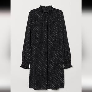 H&M Black Long Sleeve Polka Dot Dress